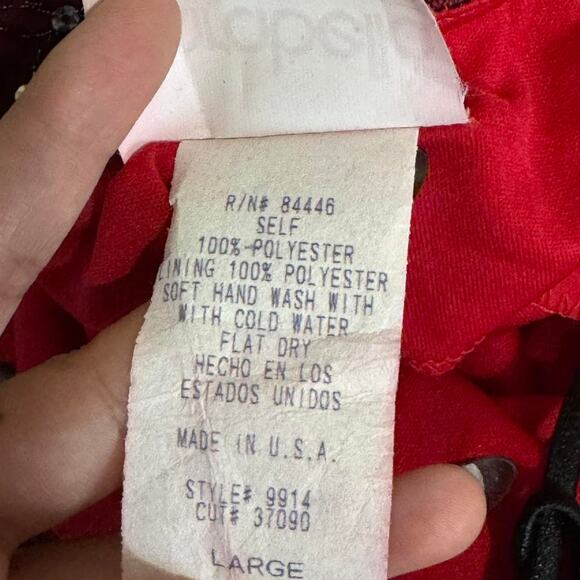 90s red and silver sequin mesh lace up dress - Picture 5 of 7